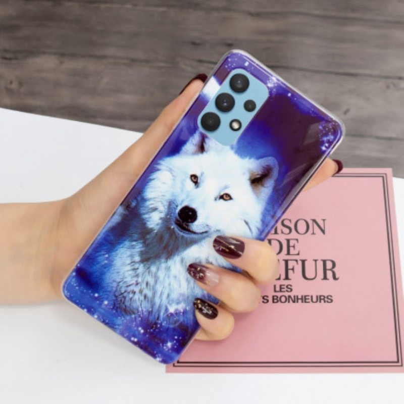 Kuori Samsung Galaxy A32 Fluoresoiva Wolf-sarja