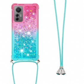 Case Xiaomi 12 Lite Kiristysnyörillä Glitter Silikoni Johto