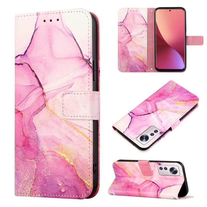 Nahkakotelo Xiaomi 12 Lite Suojaketju Kuori Strip Marble