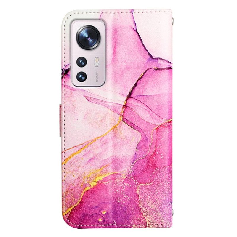 Nahkakotelo Xiaomi 12 Lite Suojaketju Kuori Strip Marble