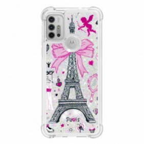 Kuori Moto G30 / G10 Eiffel-tornin Paljetteja