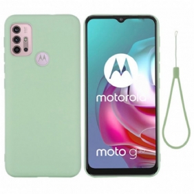 Kuori Moto G30 / G10 Nestemäinen Silikoni Kaulanauhalla