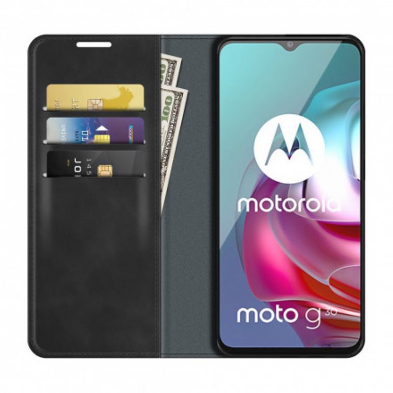 Puhelinkuoret Moto G30 / G10 Kotelot Flip Silkkipehmeä Nahkaefekti