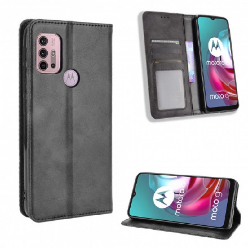 Puhelinkuoret Moto G30 / G10 Kotelot Flip Tyylitelty Vintage-nahkaefekti