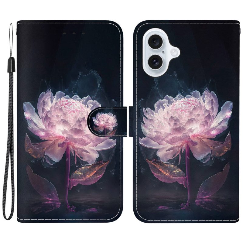 Kuoret iPhone 16 Violetti Pioni Hihnalla