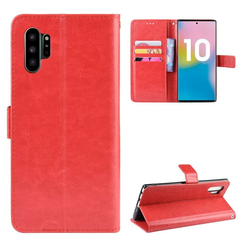 Flip Case Samsung Galaxy Note 10 Plus Näyttävä Keinonahka