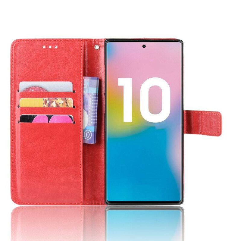 Flip Case Samsung Galaxy Note 10 Plus Näyttävä Keinonahka