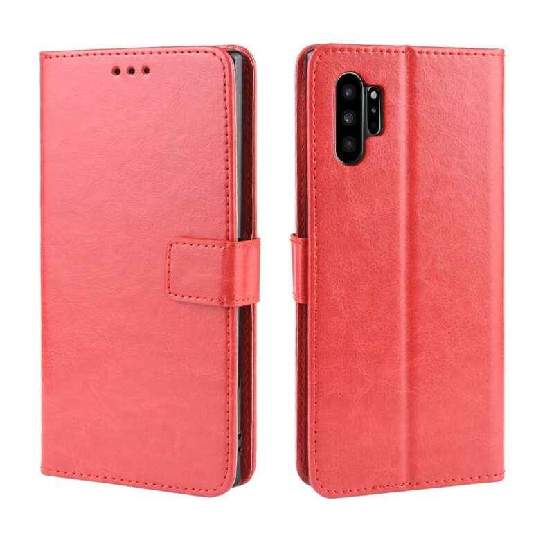 Flip Case Samsung Galaxy Note 10 Plus Näyttävä Keinonahka