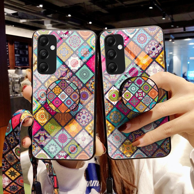 Case Samsung Galaxy A55 5g Puhelinkuoret Tuki- Ja Patchwork-hihnalla