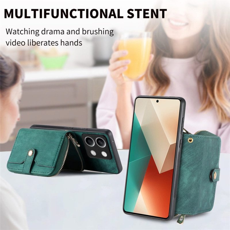 Case Xiaomi Redmi Note 13 5g Puhelinkuoret Retro Vetoketjullisella Taskulla Ja Hihnalla