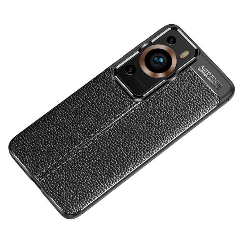 Case Huawei P60 Pro Kaksilinjainen Litsi-nahkaefekti