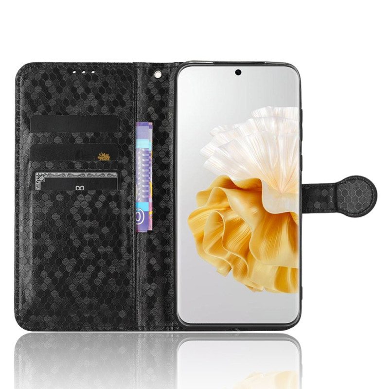 Nahkakotelo Huawei P60 Pro Suojaketju Kuori 3d-kuvio Hihnalla