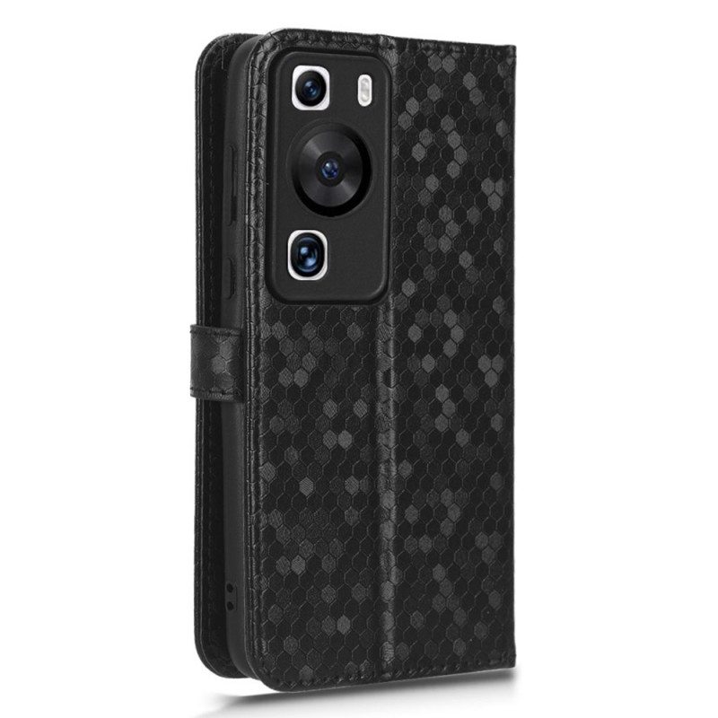 Nahkakotelo Huawei P60 Pro Suojaketju Kuori 3d-kuvio Hihnalla