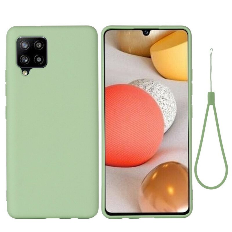 Case Samsung Galaxy A42 5G Nestemäinen Silikoni Kaulanauhalla