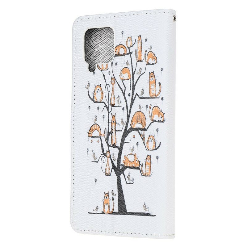 Kotelot Samsung Galaxy A42 5G Suojaketju Kuori Funky Cats Hihnalla