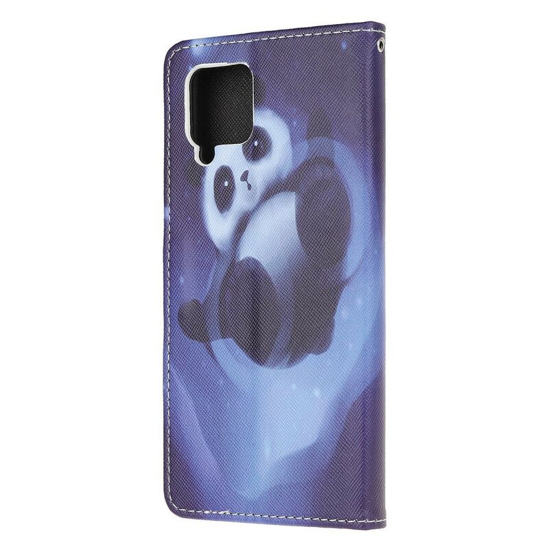 Kotelot Samsung Galaxy A42 5G Suojaketju Kuori Panda Space Kaulanauhalla