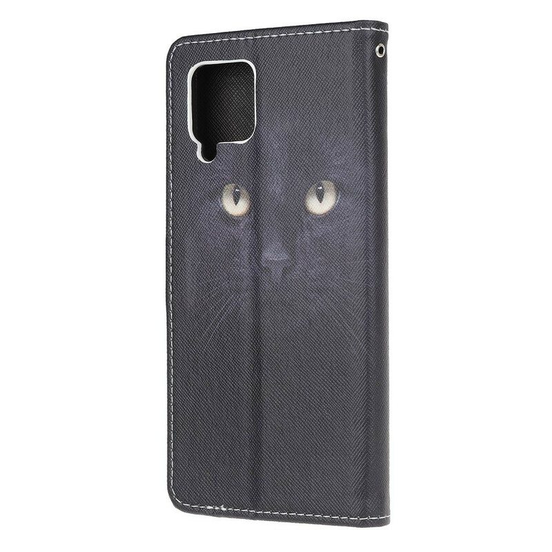 Kotelot Samsung Galaxy A42 5G Suojaketju Kuori Strappy Black Cat Eyes