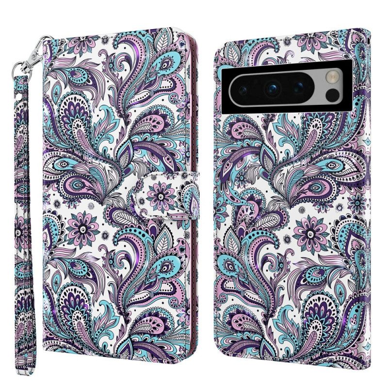 Kotelot Google Pixel 8 Pro Puhelinkuoret Paisley-kuvio Hihnalla