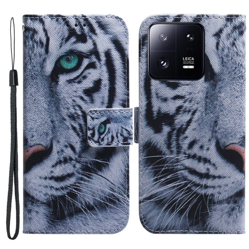 Kotelot Xiaomi 13 Pro Suojaketju Kuori Strappy White Tiger