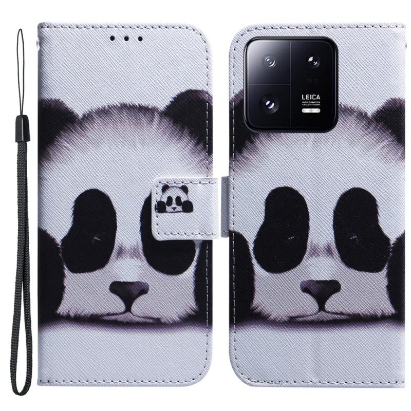 Nahkakotelo Xiaomi 13 Pro Suojaketju Kuori Strappy Panda