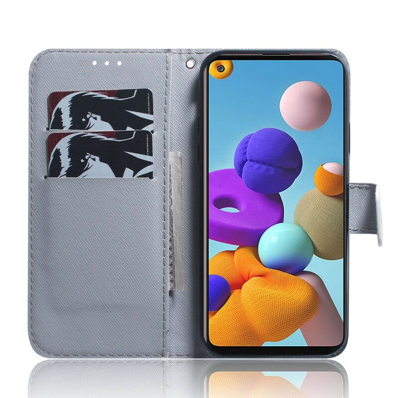 Flip Case Samsung Galaxy A21s Pöllöjen Maalaus