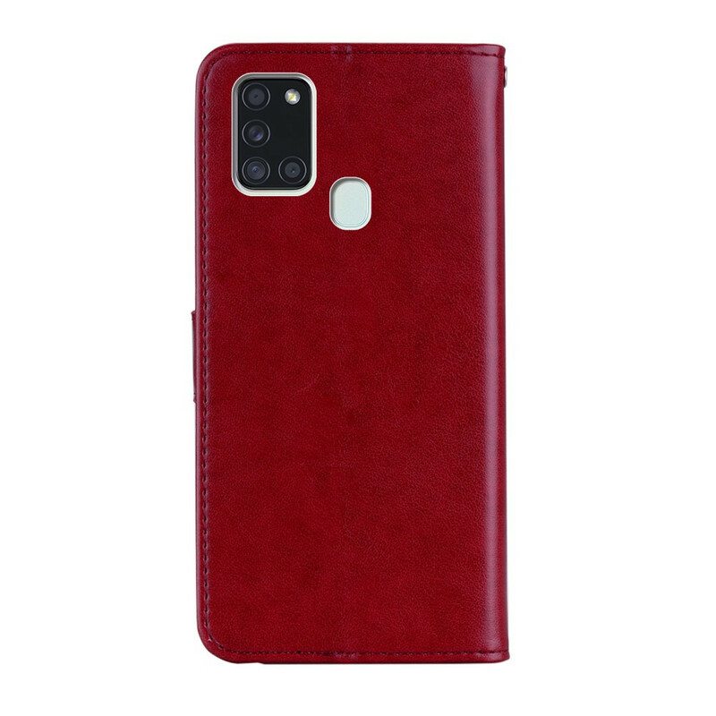 Flip Case Samsung Galaxy A21s Pöllömandala Ja Kaulanauha