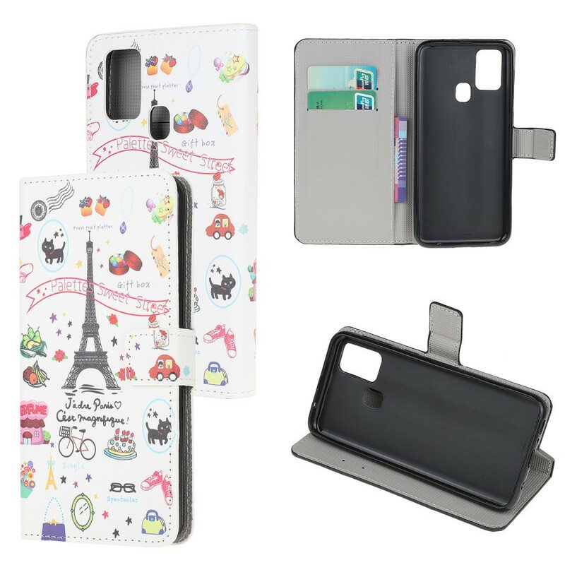 Flip Case Samsung Galaxy A21s Rakastan Pariisia