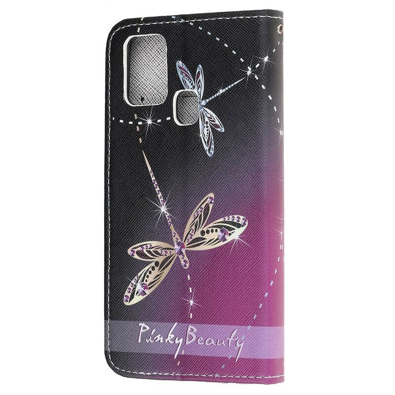 Kotelot Samsung Galaxy A21s Suojaketju Kuori Strappy Dragonflies