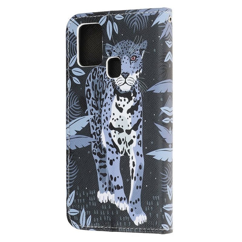 Kotelot Samsung Galaxy A21s Suojaketju Kuori Strappy Leopard