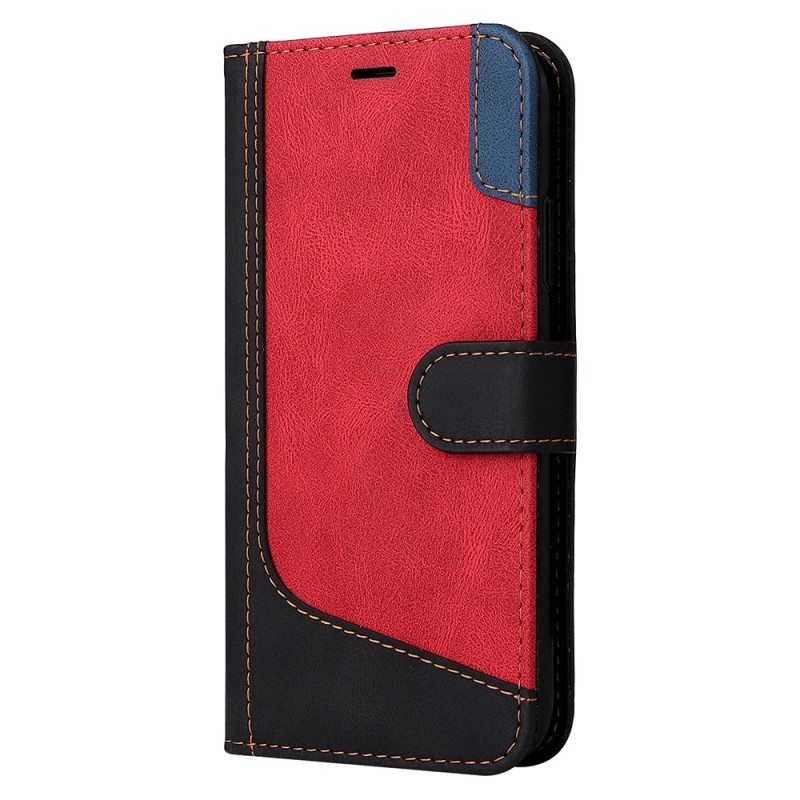 Flip Case iPhone 14 Plus Tricolor Kaulanauhalla