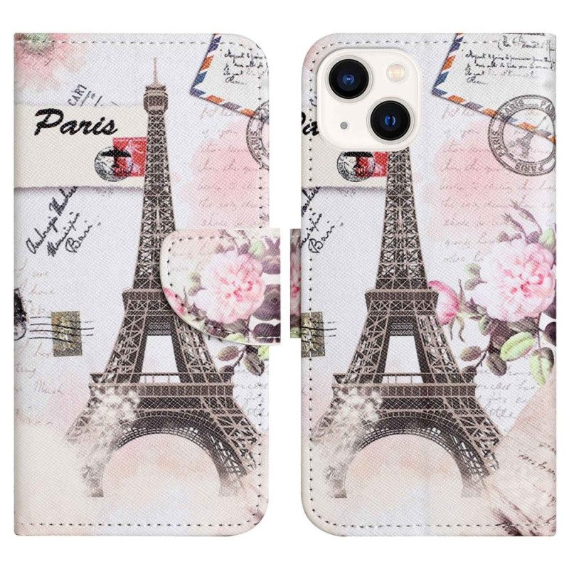 Kotelot iPhone 14 Plus Vintage Eiffel-torni