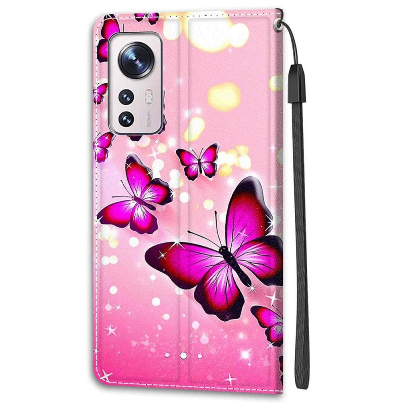 Flip Case Xiaomi 12 / 12X Perhostuuletin Kaulanauhalla