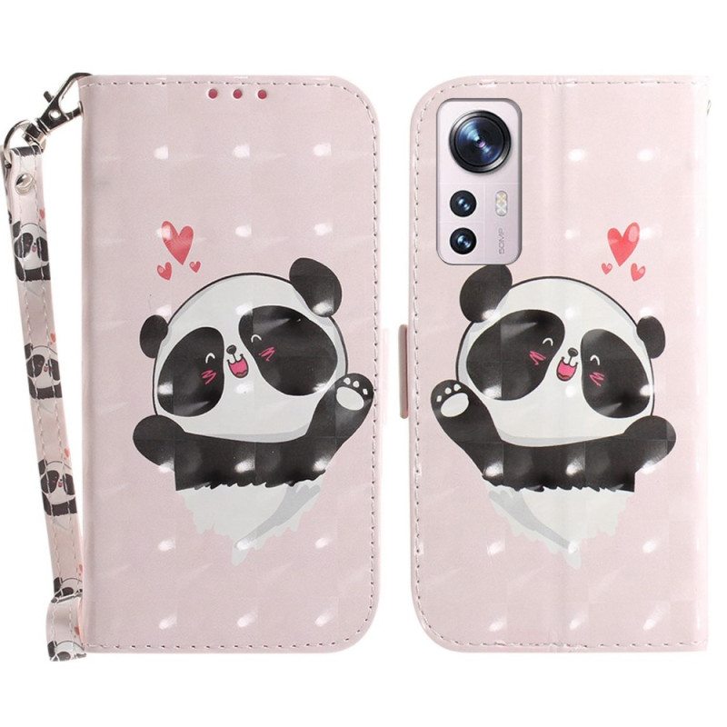 Kotelot Xiaomi 12 / 12X Suojaketju Kuori Panda Love With Lanyard