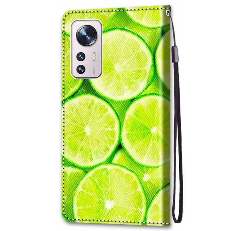 Nahkakotelo Xiaomi 12 / 12X Suojaketju Kuori Strip Limes