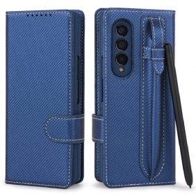 Case Nahkakotelo Samsung Galaxy Z Fold 3 5G Irrotettava Kynäpidike