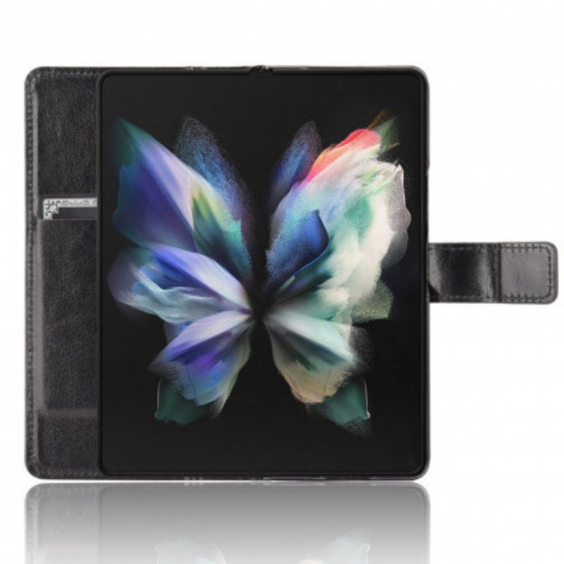 Flip Case Samsung Galaxy Z Fold 3 5G Näyttävä Keinonahka