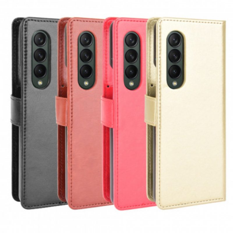 Flip Case Samsung Galaxy Z Fold 3 5G Näyttävä Keinonahka