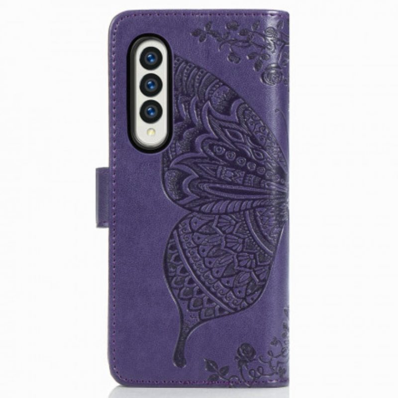 Kotelot Samsung Galaxy Z Fold 3 5G Butterfly Design Kaulanauhalla