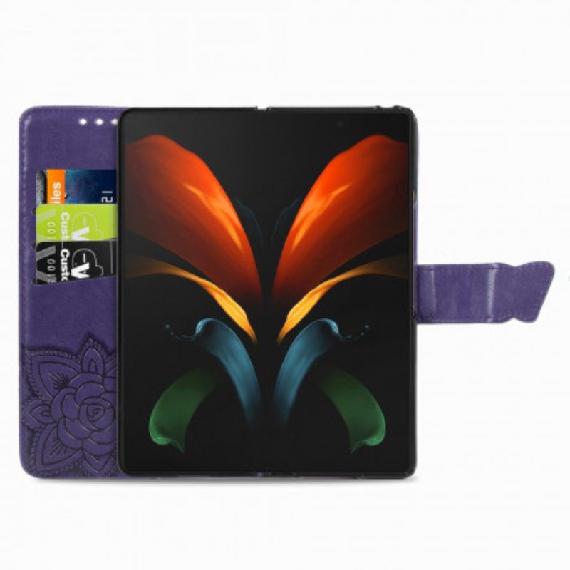 Kotelot Samsung Galaxy Z Fold 3 5G Butterfly Design Kaulanauhalla