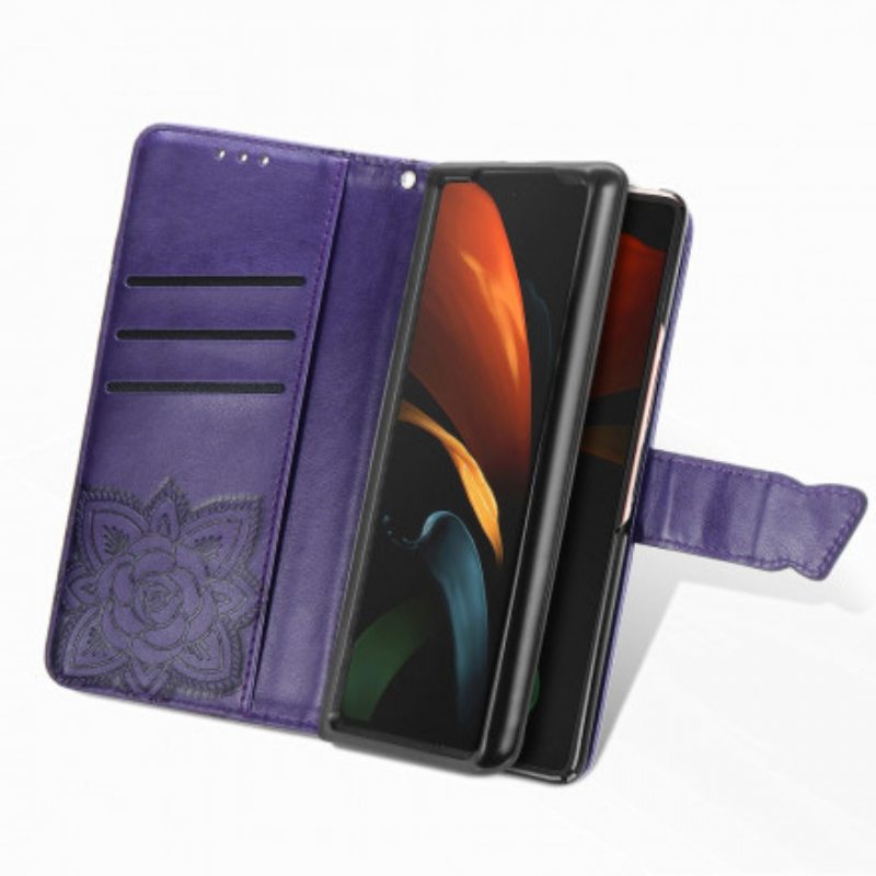 Kotelot Samsung Galaxy Z Fold 3 5G Butterfly Design Kaulanauhalla