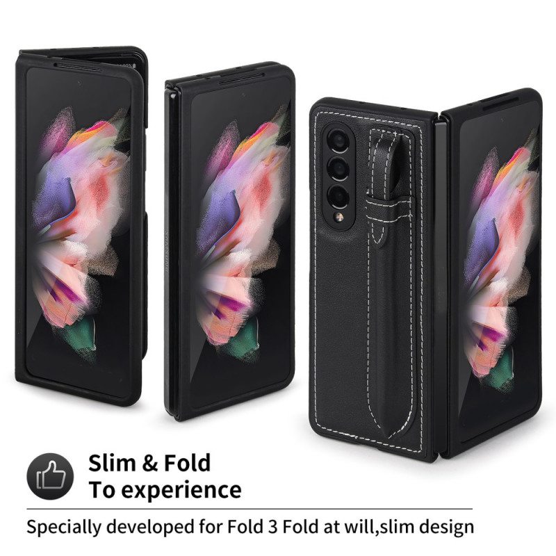 Kuori Samsung Galaxy Z Fold 3 5G Aito Nahkainen Kynäteline