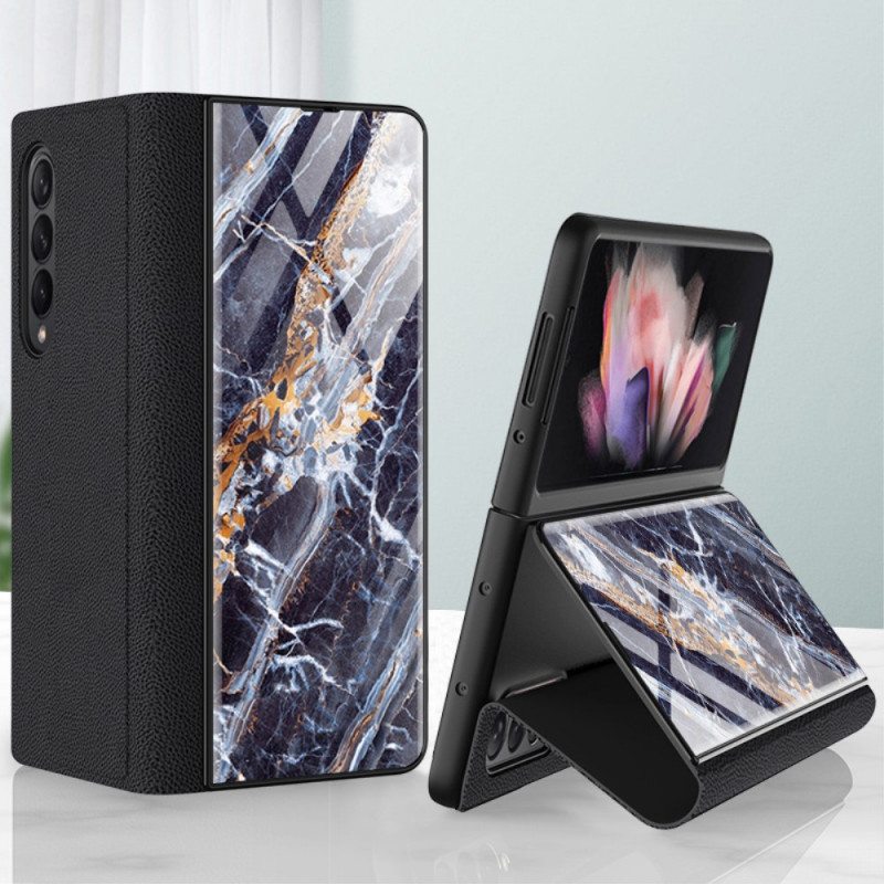 Puhelinkuoret Samsung Galaxy Z Fold 3 5G Kotelot Flip Marmoritehoste Karkaistu Lasi