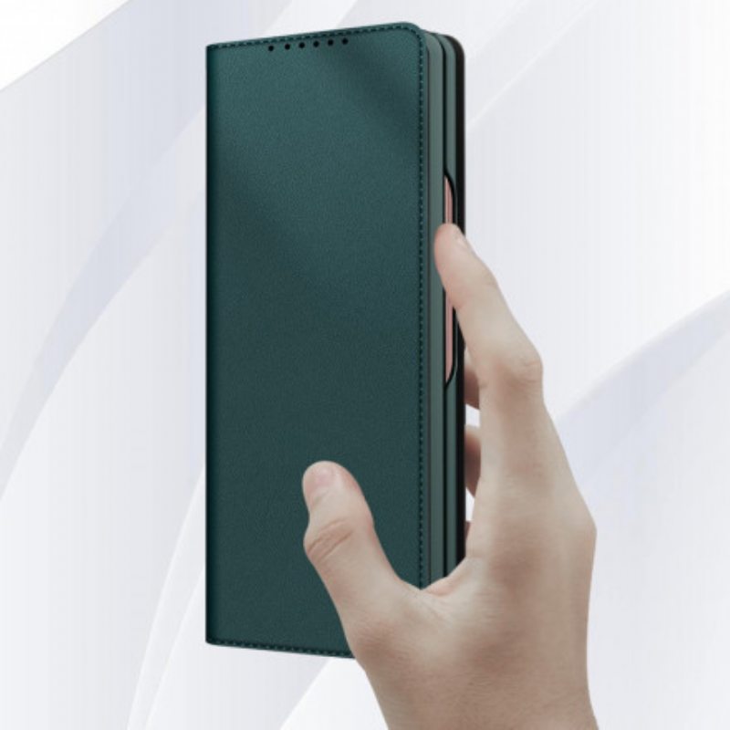 Puhelinkuoret Samsung Galaxy Z Fold 3 5G Kotelot Flip Skin-touch Haljasnahkaa