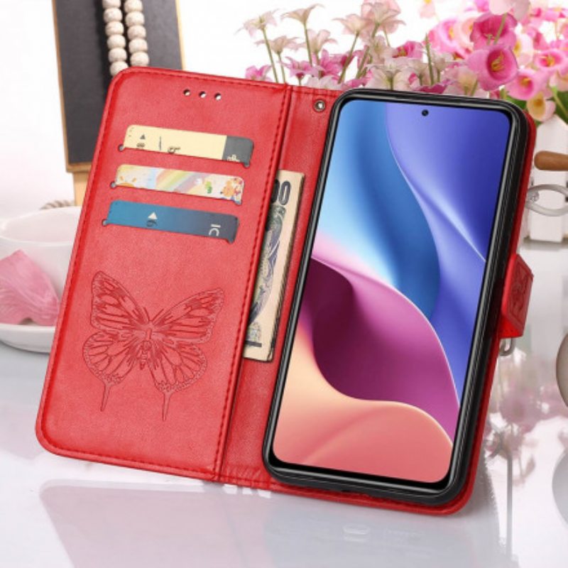 Kotelot Xiaomi Mi 11i 5G Butterfly Design Kaulanauhalla