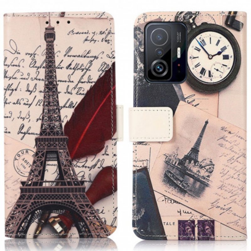 Flip Case Xiaomi 11T / 11T Pro Runoilijan Eiffel-torni