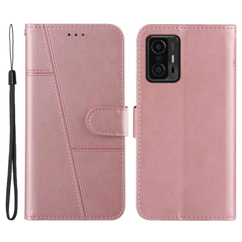 Kotelot Xiaomi 11T / 11T Pro Suojaketju Kuori Strappy Geo Leather Effect