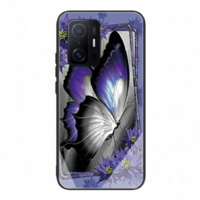 Kuori Xiaomi 11T / 11T Pro Purple Butterfly Karkaistu Lasi