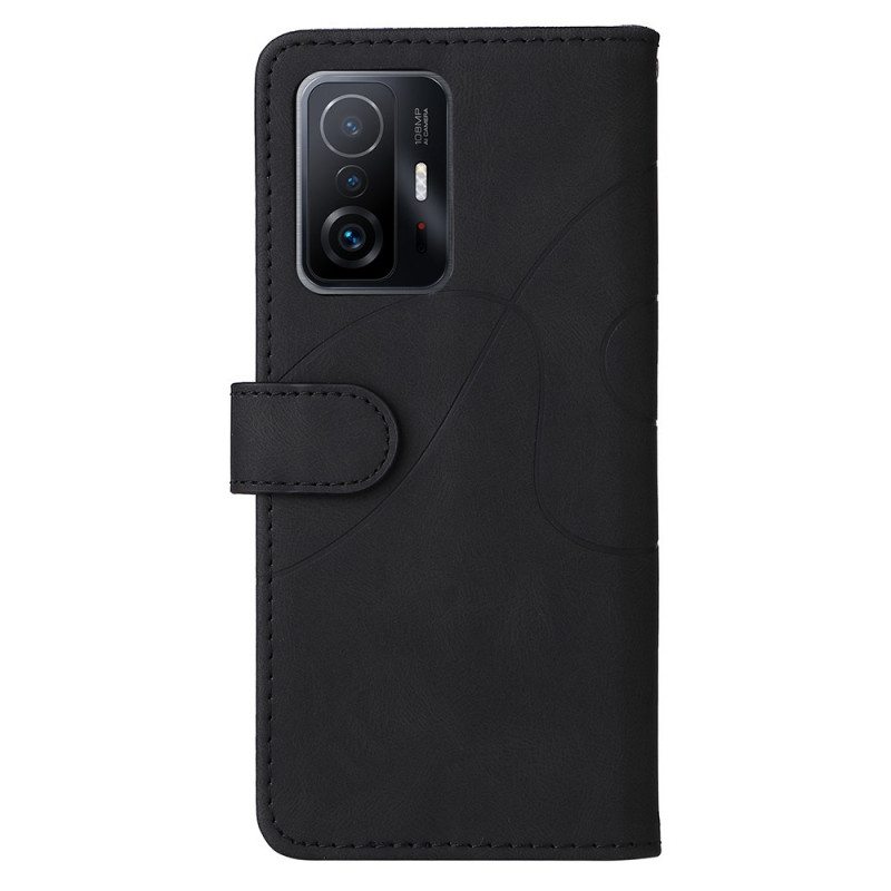 Nahkakotelo Xiaomi 11T / 11T Pro Kaksisävyinen Signature Faux Leather