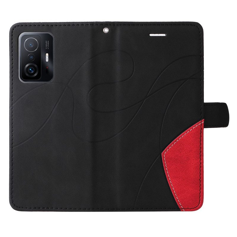 Nahkakotelo Xiaomi 11T / 11T Pro Kaksisävyinen Signature Faux Leather