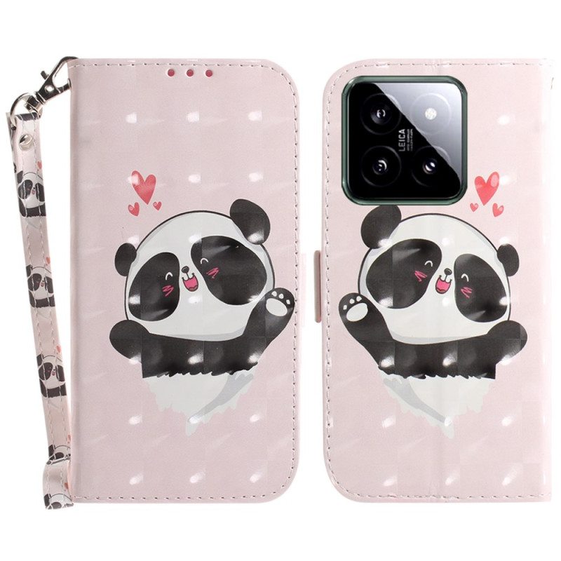 Kotelot Xiaomi 14 Panda Love Hihnalla Suojakuori